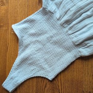 Elan One-Shoulder Light Blue Cotton Summer Spring Long Maxi Dress Small Coastal